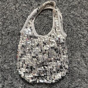 Mickey Mouse Silver Sequin Tote Bag - Women's Sparkle Handbag